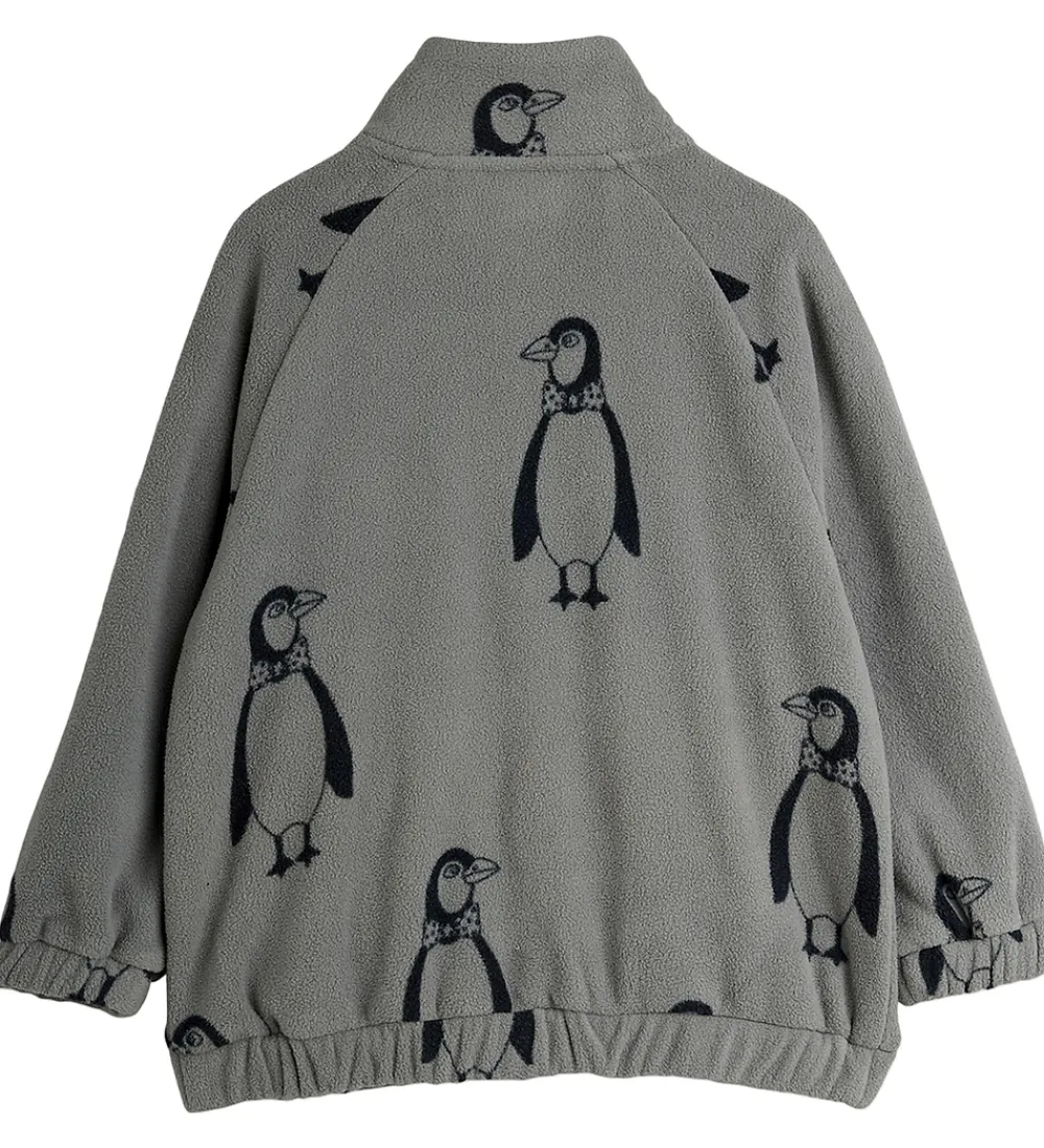 Fleece-Mini Rodini Fleecejakke - Penguin - Grå