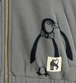 Fleece-Mini Rodini Fleecejakke - Penguin - Grå