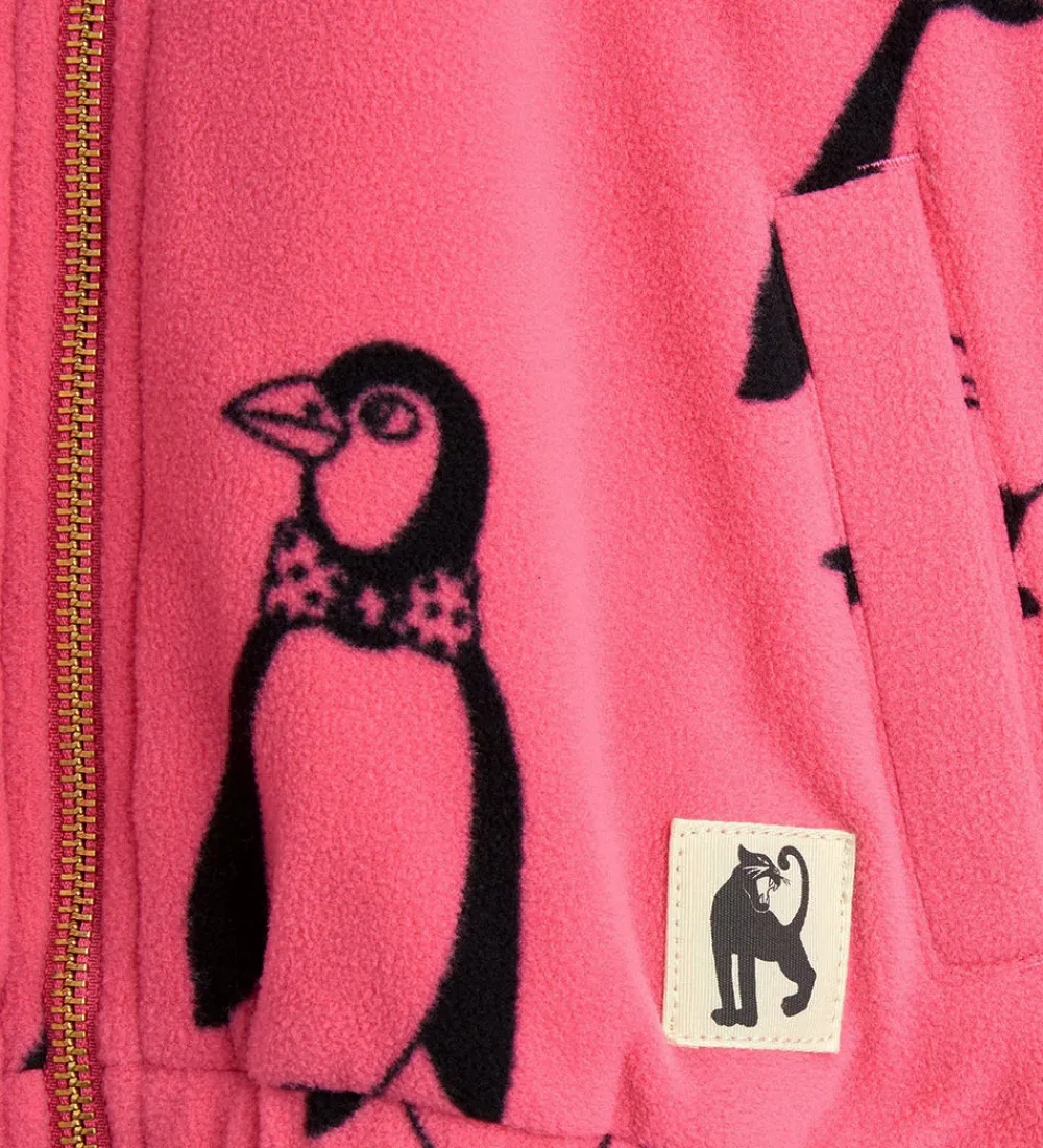 Fleece-Mini Rodini Fleecejakke - Penguin - Pink