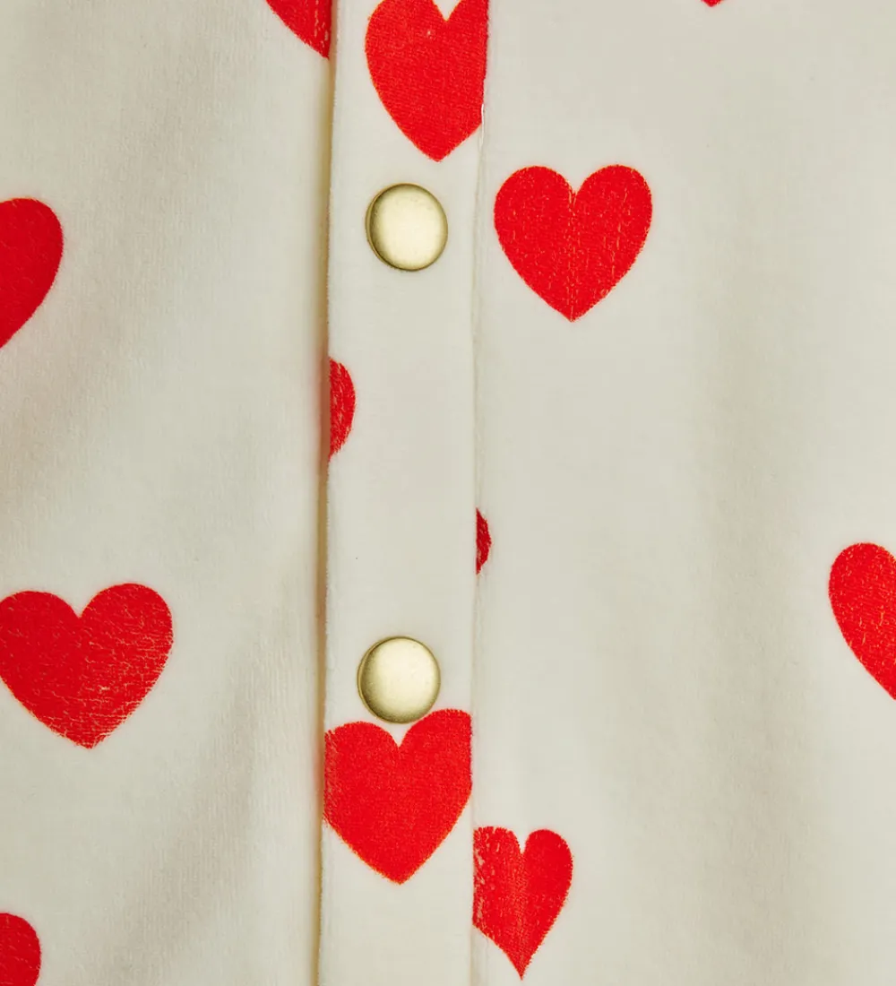 Heldragter-Mini Rodini Heldragt - Velour - Hearts - Hvid