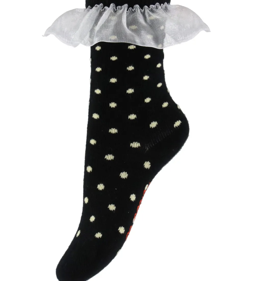 Mini Rodini Strømper*Strømper - Polka Dot Frill - Sort