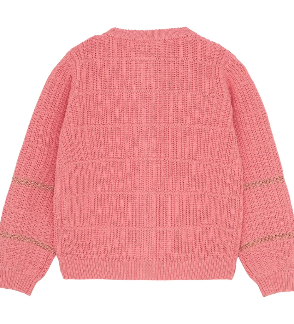 Striktrøjer-Minymo Cardigan - Strik - Rib - Strawberry Ice