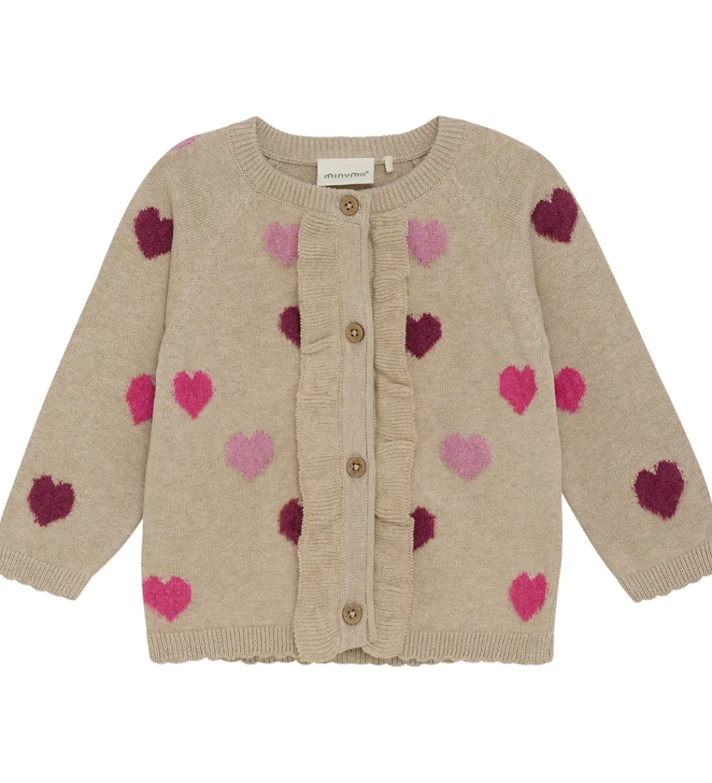 Minymo Striktrøjer*Cardigan Knit - Beige Melange