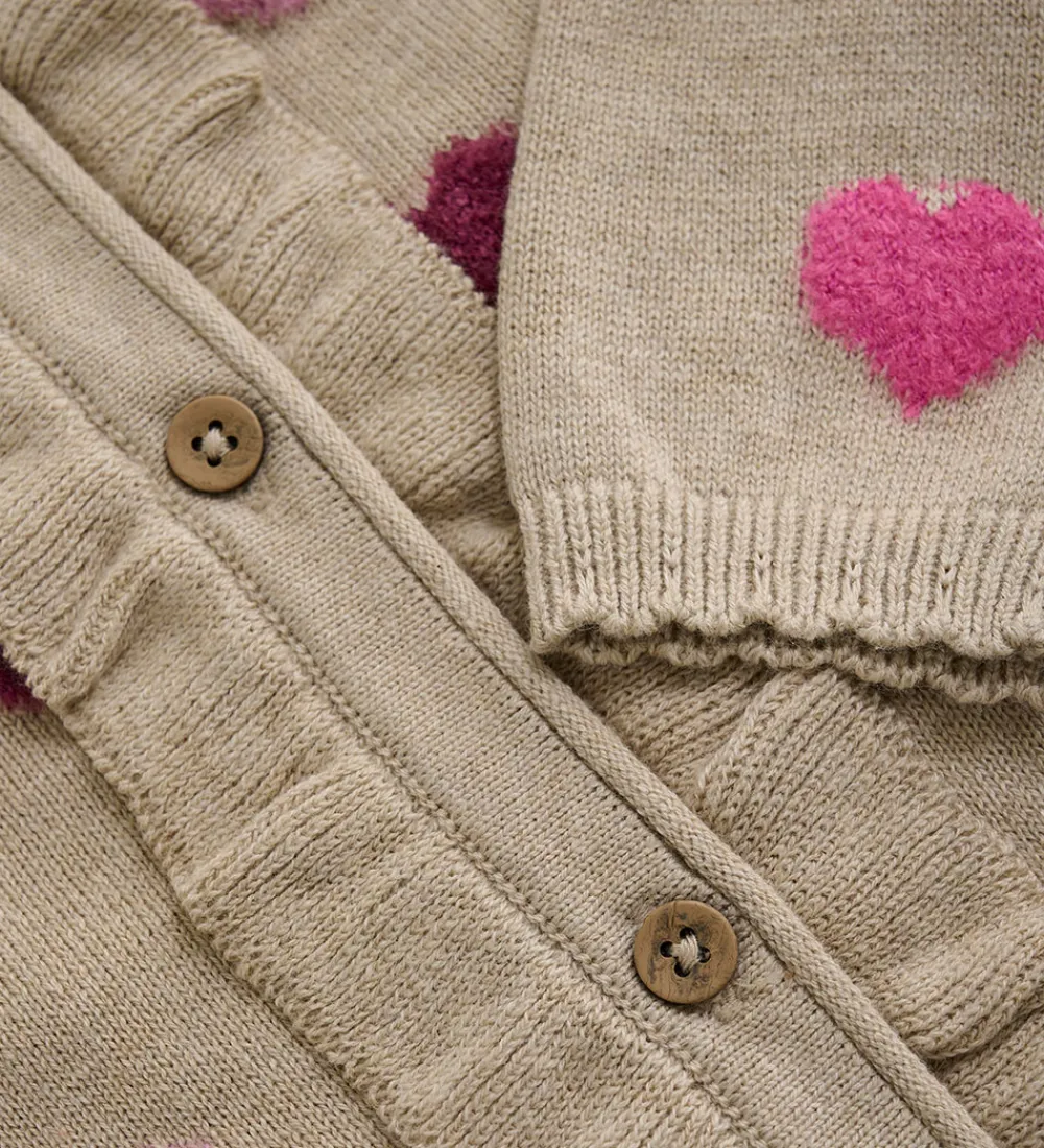 Minymo Striktrøjer*Cardigan Knit - Beige Melange
