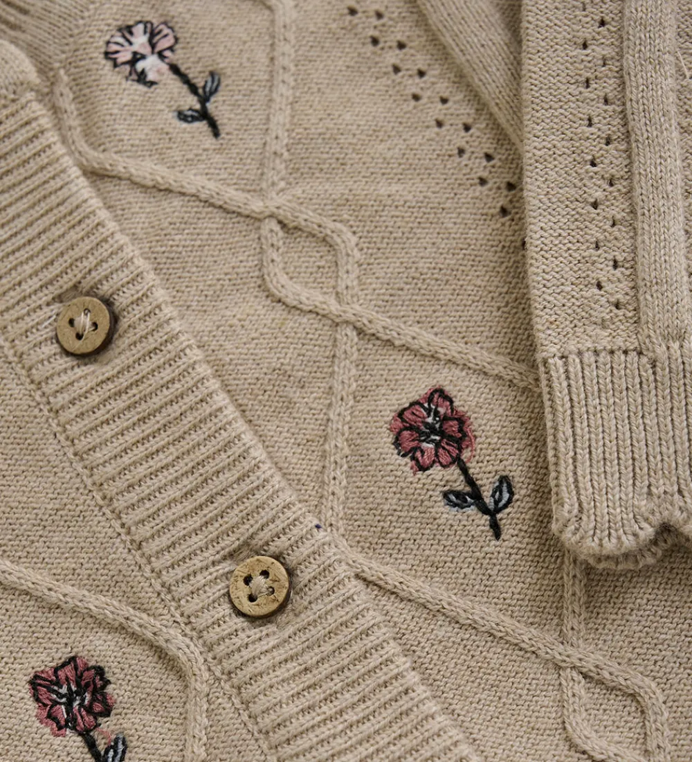 Minymo Striktrøjer*Cardigan Knit - Beige Meleret