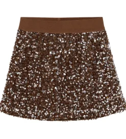 Nederdele-Minymo Nederdel - Velour - Woodrose m. Pailletter