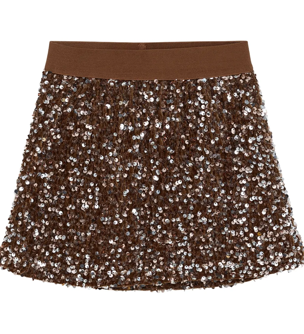 Nederdele-Minymo Nederdel - Velour - Woodrose m. Pailletter
