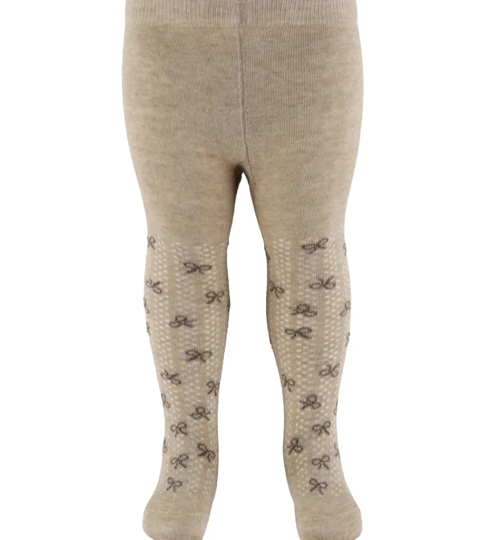 Strømpebukser-Minymo Strømpebukser - 2-pak - Shell/beige m. Sløjfer