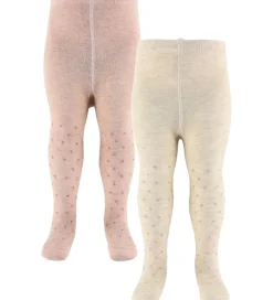 Minymo Strømpebukser*Strømpebukser - 2-pak - Viskose/Uld - Burnished Lilac/Bei