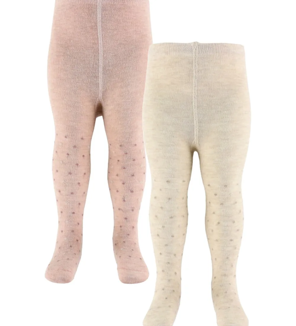 Minymo Strømpebukser*Strømpebukser - 2-pak - Viskose/Uld - Burnished Lilac/Bei
