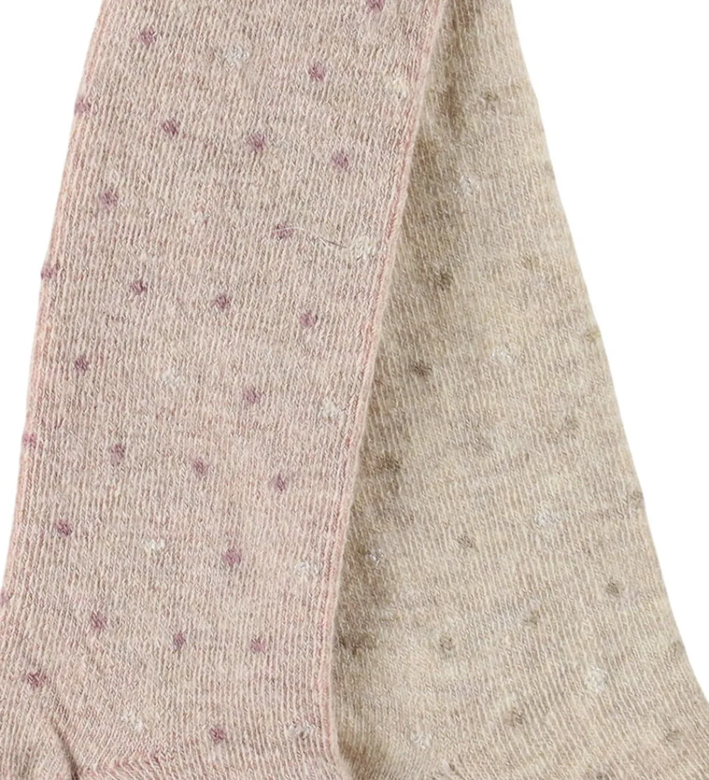 Minymo Strømpebukser*Strømpebukser - 2-pak - Viskose/Uld - Burnished Lilac/Bei