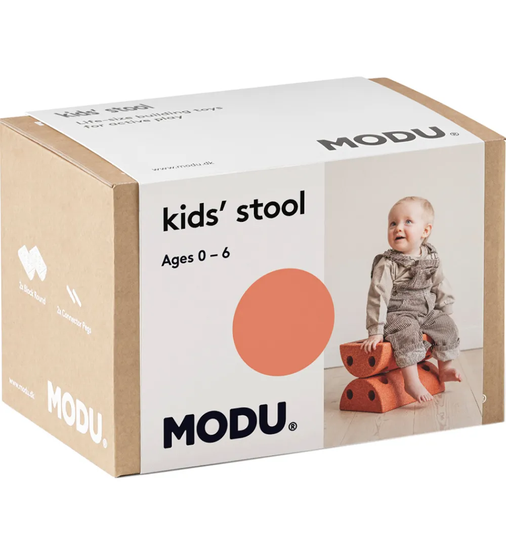 MODU Motorisk Legetøj|Stole*Børneskammel - 4 Dele - Burnt Orange/Dusty Green