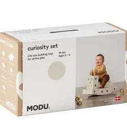 Motorisk Legetøj|Aktivitetslegetøj-MODU Curiosity Sæt - 14 Dele - 50x30x20 cm - Sand Grey/Honey Yel