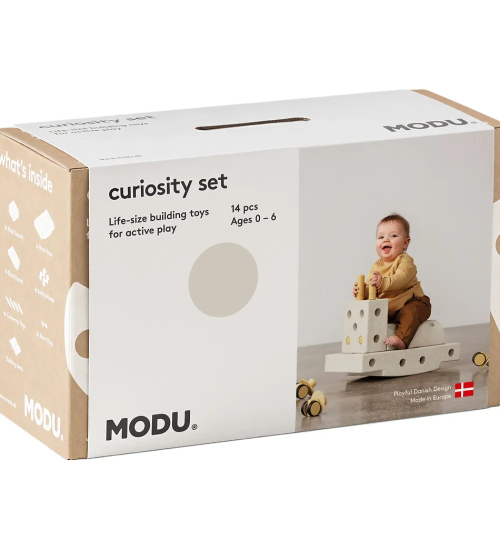 Motorisk Legetøj|Aktivitetslegetøj-MODU Curiosity Sæt - 14 Dele - 50x30x20 cm - Sand Grey/Honey Yel