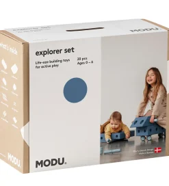 Tumledyr|Motorisk Legetøj-MODU Explorer Sæt - 20 Dele - 55x40x20 cm - Deep Blue/Sky Blue