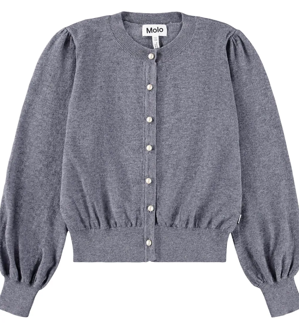 Molo Striktrøjer*Cardigan - Strik - Uld/Bomuld - Guinevere - Grey Melange