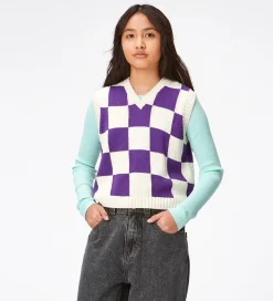Veste-Molo Vest - Strik - Gitta - Purple Shell Check