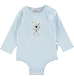 Savlesmække-Moncler Sæt - Hue/Savlesmæk/Body l/æ - Lyseblå m. Bamse