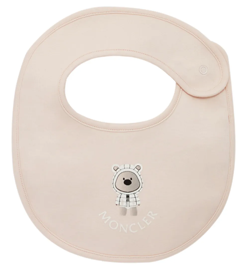 Moncler Savlesmække*Sæt - Hue/Savlesmæk/Body l/æ - Light Pink m. Bamse