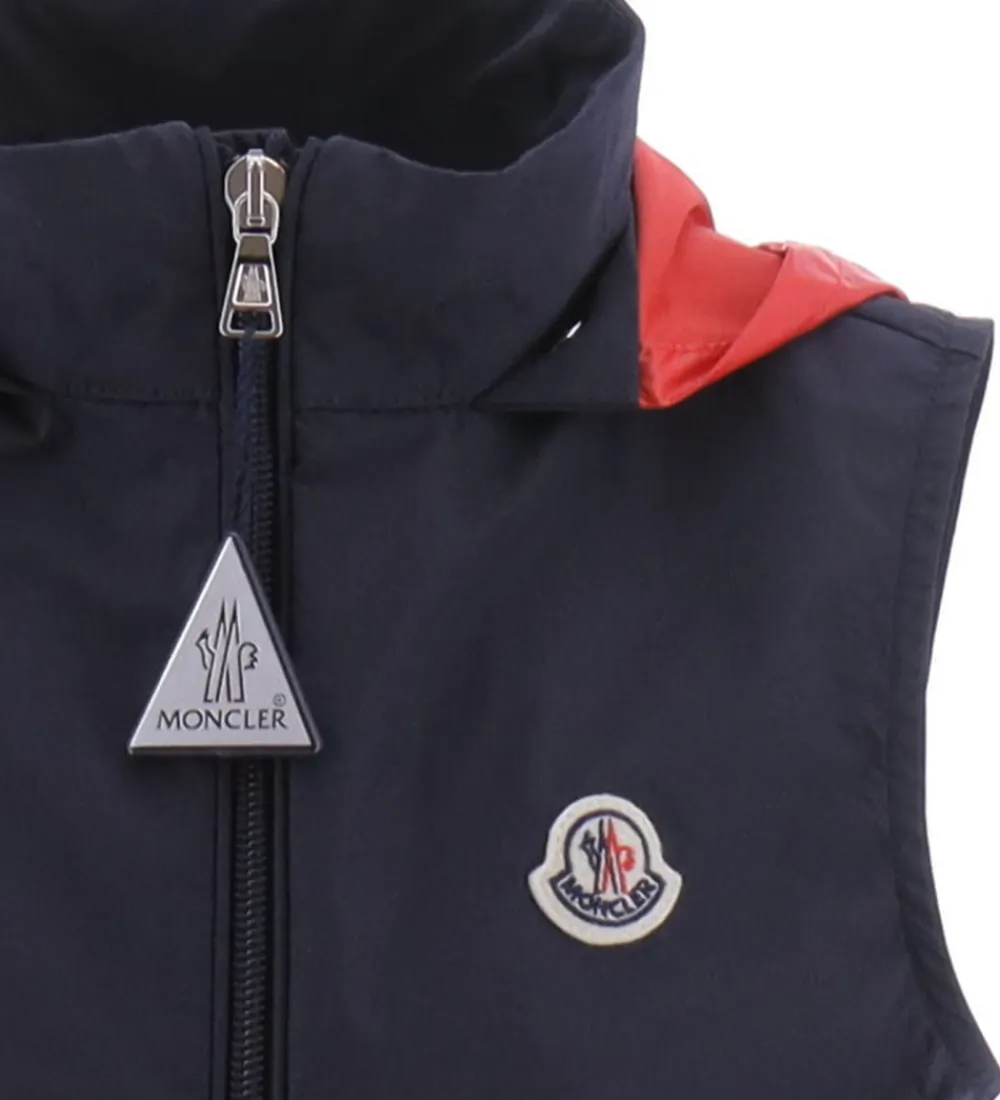 Veste-Moncler Vest - Zene - Mørkeblå m. Rød/Hvid