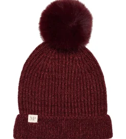 MP Huer Og Hatte*Hue - Rib - Strik - Uld/Bambus - Wine Red m. Kvast