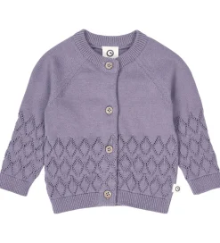 Striktrøjer-Müsli Cardigan - Strik - Leaf - Lilac Fog m. Hulmønster