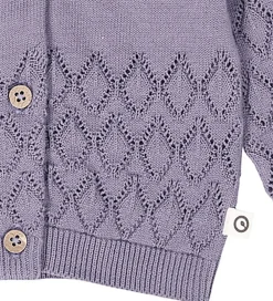 Striktrøjer-Müsli Cardigan - Strik - Leaf - Lilac Fog m. Hulmønster