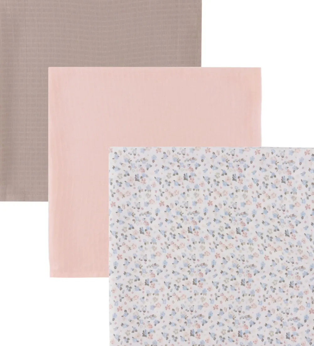 Stofbleer|Pusletid-Müsli Stofbleer - 3-pak - 75x75 - Balsam Cream/Peony/Jasmin Blue