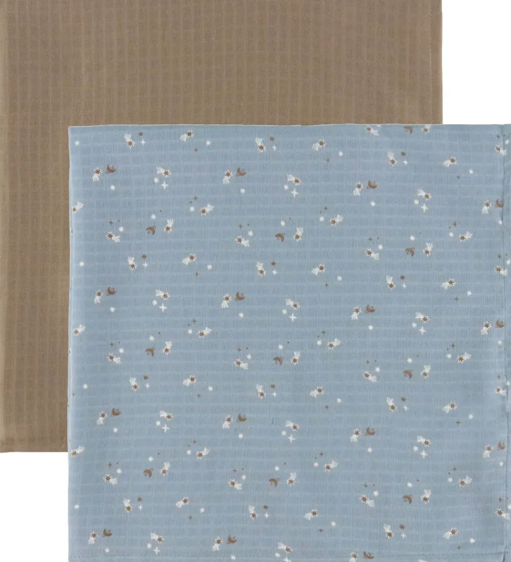 Müsli Stofbleer|Pusletid*Stofbleer - 2-pak - 75x75 - Stars - Jasmin Blue/Balsam Cre