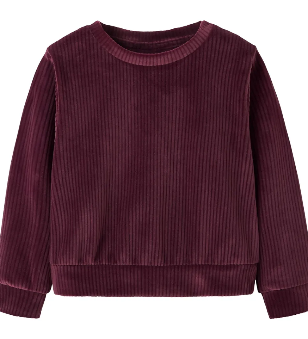 Juletøj-Name It Bluse - Fløjlsvelour - Cropped - NmfVeloa - Burgundy