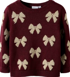 Juletøj-Name It Bluse - Strik - NmfRekka - Burgundy m. Sløjfer