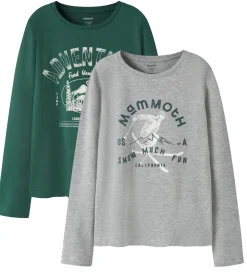 Bluser-Name It Bluser - NkmVux - 2-Pak - Grey Melange/Bistro Green Adve
