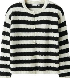 Cardigans-Name It Cardigan - NkfSylvea - Strik - Cloud Dancer/w.Black Stri