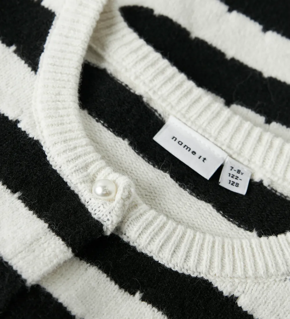 Cardigans-Name It Cardigan - NkfSylvea - Strik - Cloud Dancer/w.Black Stri