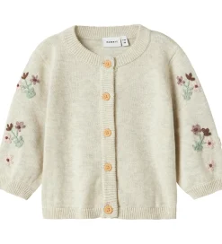 Striktrøjer-Name It Cardigan - Strik - NbfNussy - Peyote Melange m. Blomster