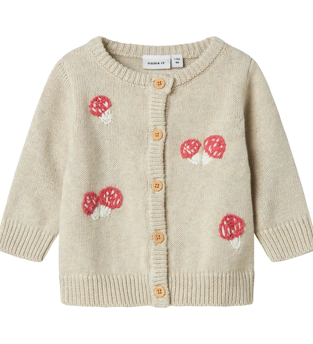 Name It Striktrøjer*Cardigan - Strik - NbfLinie - Peyote Melange m. Print