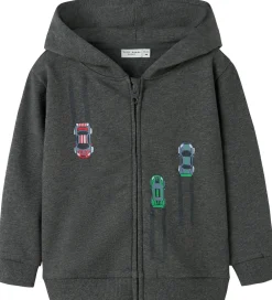 Name It Cardigans*Cardigan m. Hætte - NmmVoltinus - Dark Grey Melange/Cars