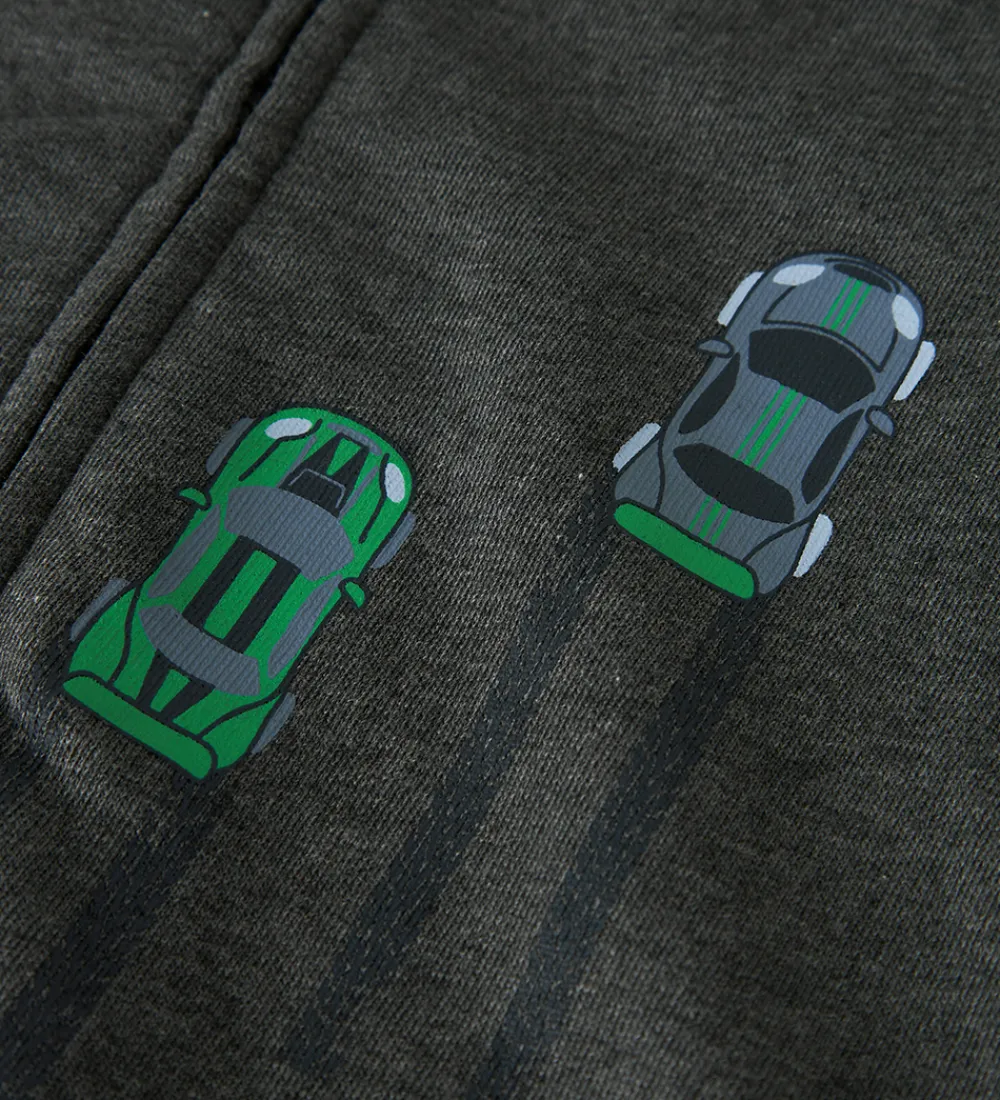 Name It Cardigans*Cardigan m. Hætte - NmmVoltinus - Dark Grey Melange/Cars