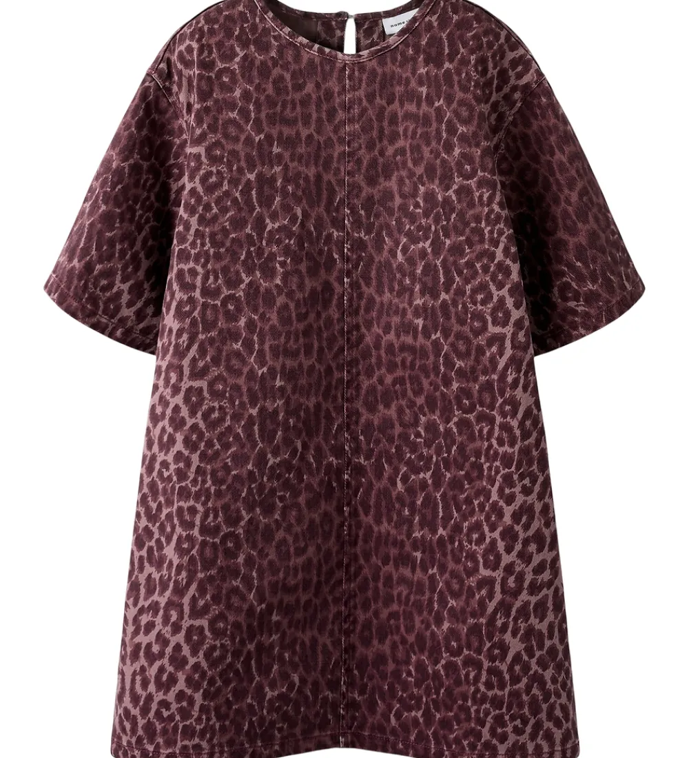 Name It Kjoler*Denimkjole - NkfLeo - Burgundy/Leo