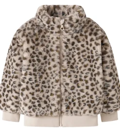 Fleece-Name It Jakke - Imiteret Pels - NmfMila - Oxford Tan/Leo