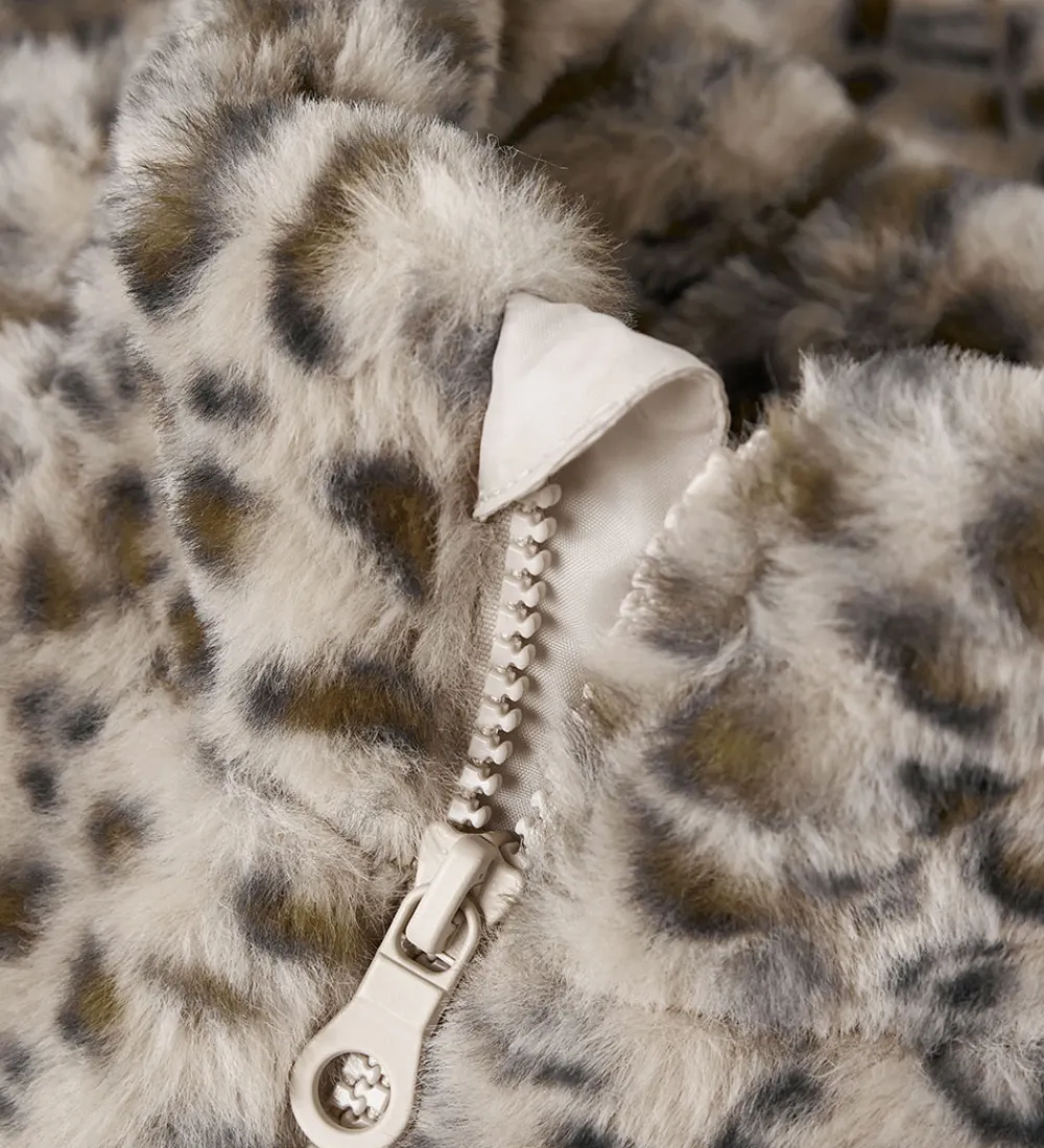 Fleece-Name It Jakke - Imiteret Pels - NmfMila - Oxford Tan/Leo
