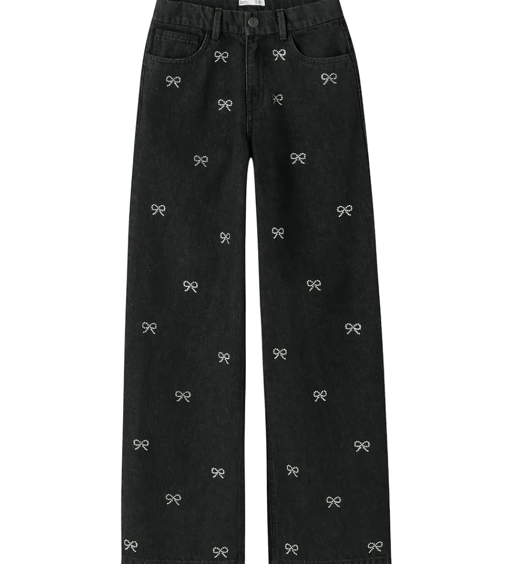 Juletøj|Bukser Og Jeans-Name It Jeans - NkfRose - Dark Grey Denim m. Sløjfer