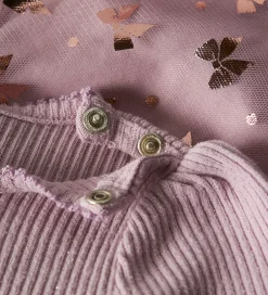 Name It Kjoler|Juletøj*Kjole - Rib/Tyl - NbfRosally - Keepsake Lilac m. Sløjfer