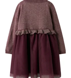Name It Kjoler|Juletøj*Kjole - Strik - NmfRefraja - Burgundy m. Glimmer/Tyl