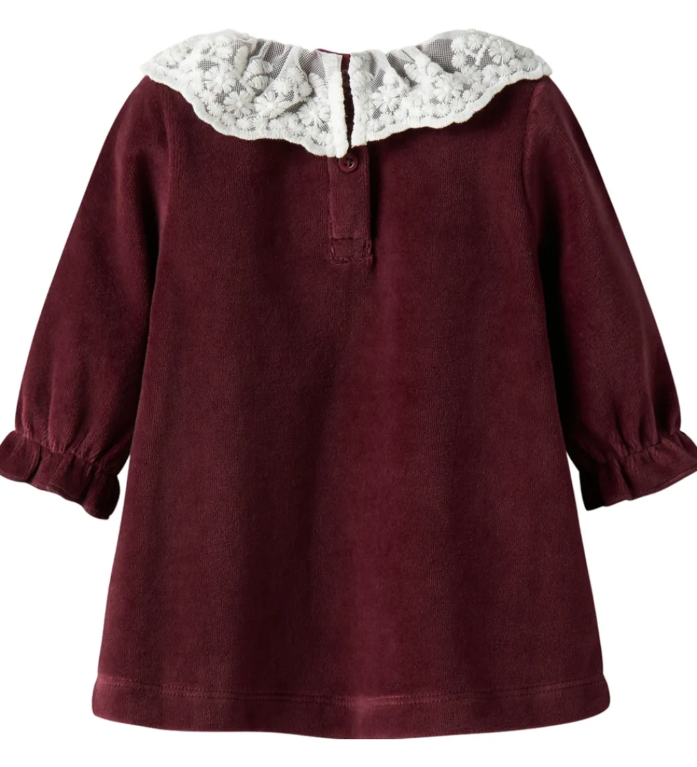 Kjoler|Juletøj-Name It Kjole - Velour - NbfRoxy - Burgundy