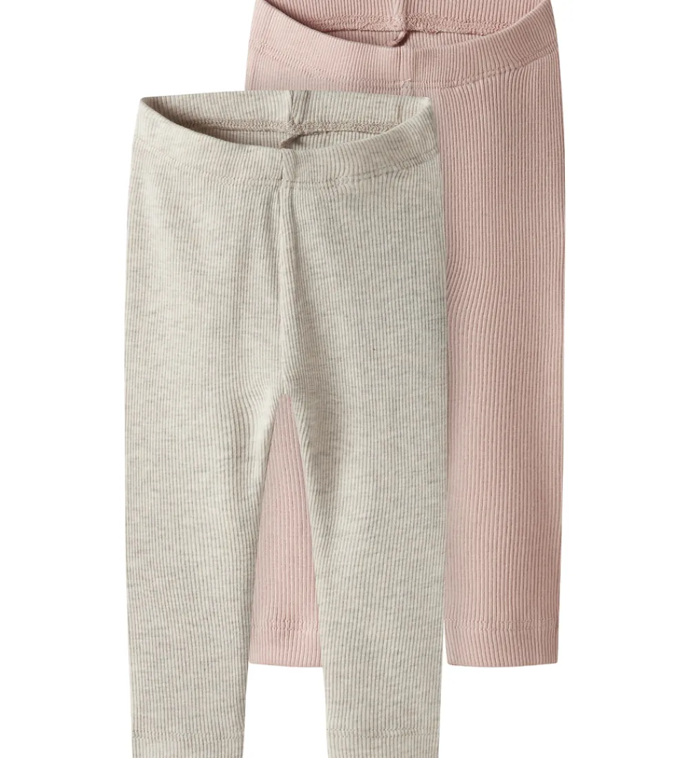 Name It Leggings|Unisex-Tøj*Leggings - 2-pak - NbnKab - Peyote Melange/Sepia Rose