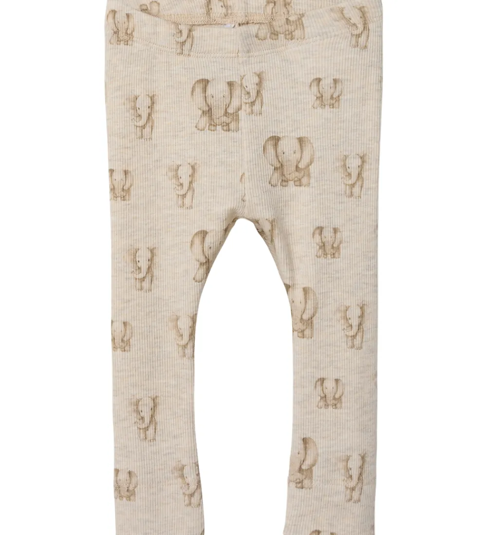Name It Unisex-Tøj|Pigetøj*Leggings - Rib - NbnDam - Peyote Melange