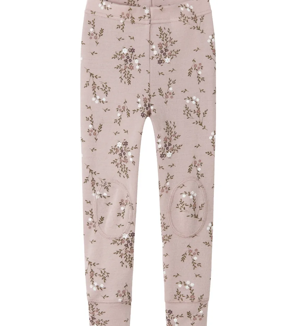 Leggings-Name It Leggings - Uld - NmfWillow - Shadow Gray/Long flowers