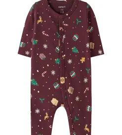 Name It Nattøj*Natdragt - NbnVismas - Burgundy/Xmas AOP