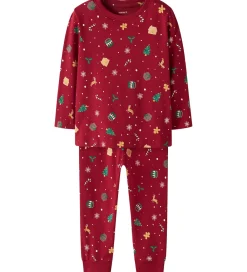 Nattøj-Name It Nattøj - 2-Delt - NmnVismas - Jester Red/Xmas AOP Red